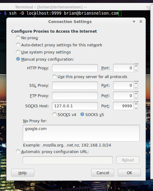 alt ssh tunnel firefox settings